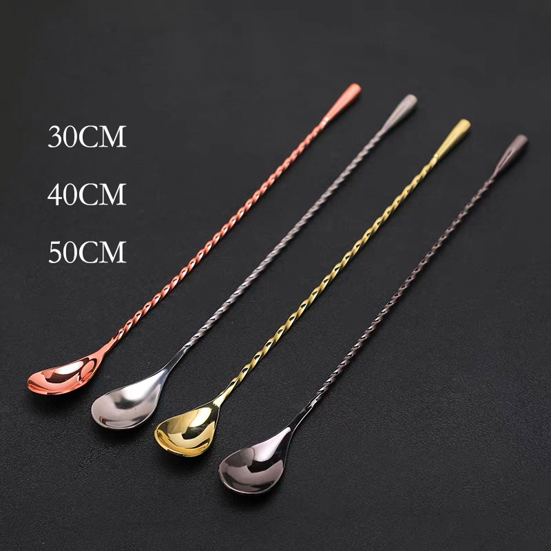Bar Spoon Twisted - 30cm/40cm/50cm Teardrop Cocktail Bar Spoon Mixing
