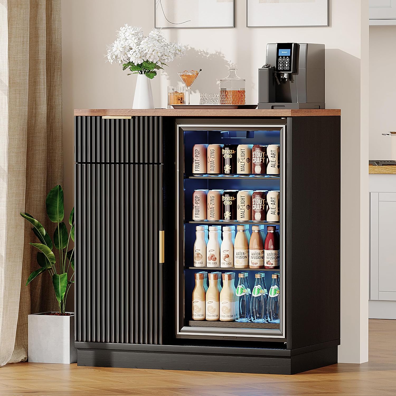 Coffee Bar Cabinet with Fridge - Home Bar And Fridge review and price
