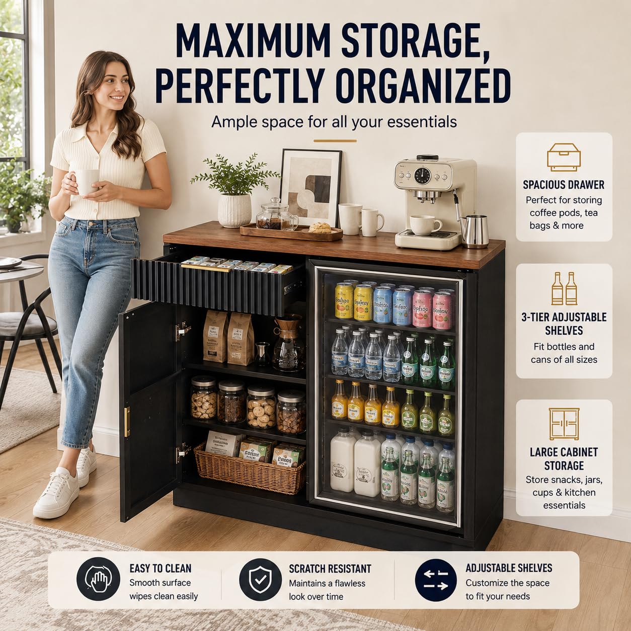 Coffee Bar Cabinet with Fridge - Home Bar And Fridge review and price