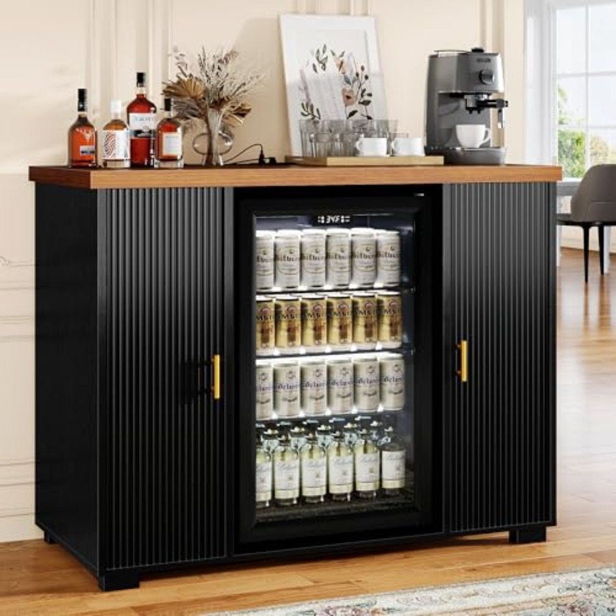47 Fluted Coffee Bar Cabinet w - Home Bar And Fridge review and price