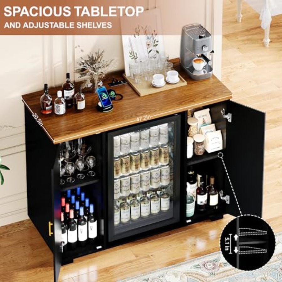47 Fluted Coffee Bar Cabinet w - Home Bar And Fridge review and price