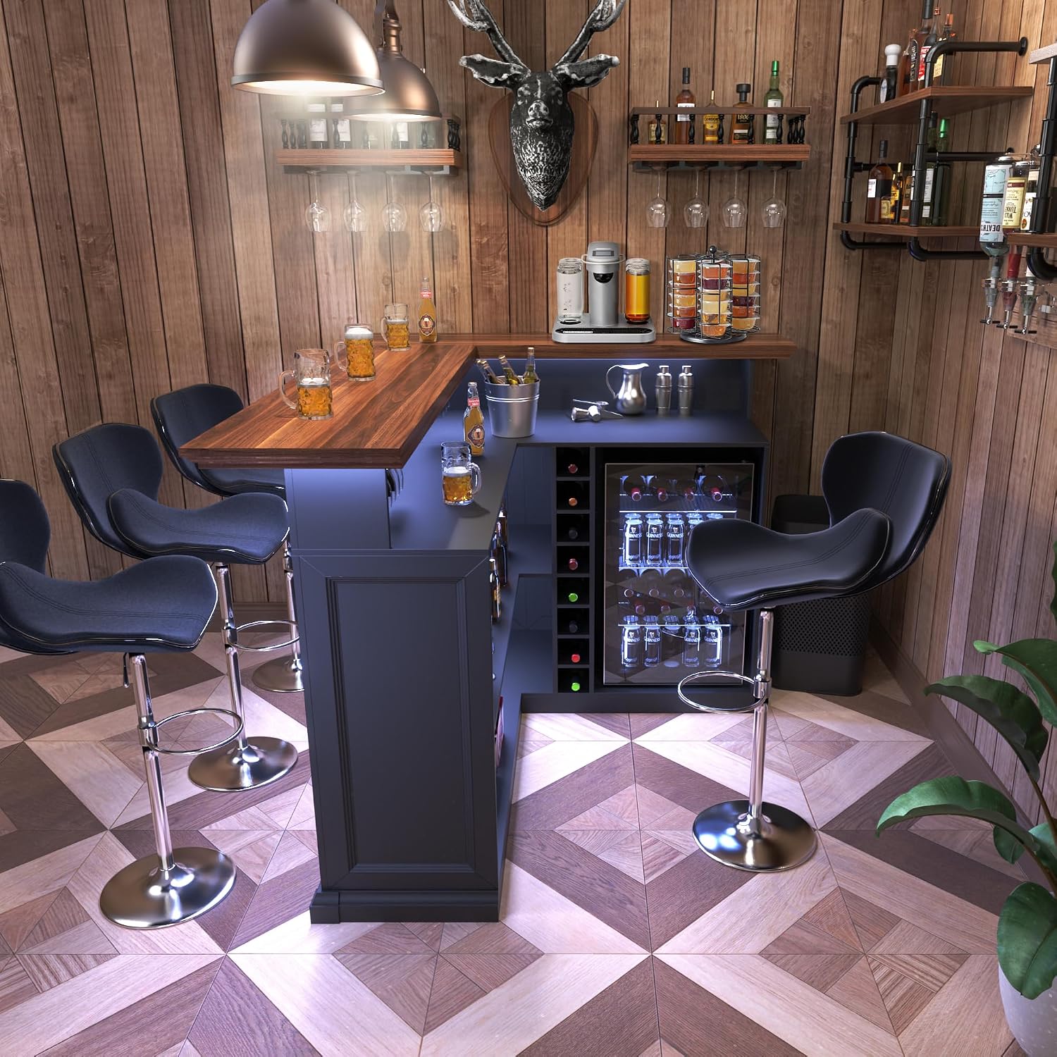 L-Shaped Home Bar Cabinet with - Home Bar Lounge review and price